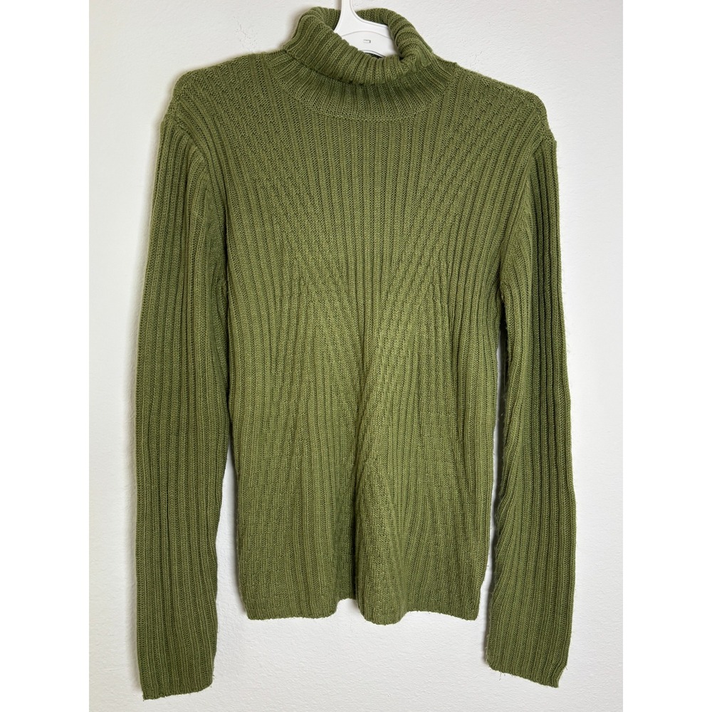Carolyn‎ Taylor Olive Green Ribbed Turtleneck Sweater Womens Large Long Sleeve